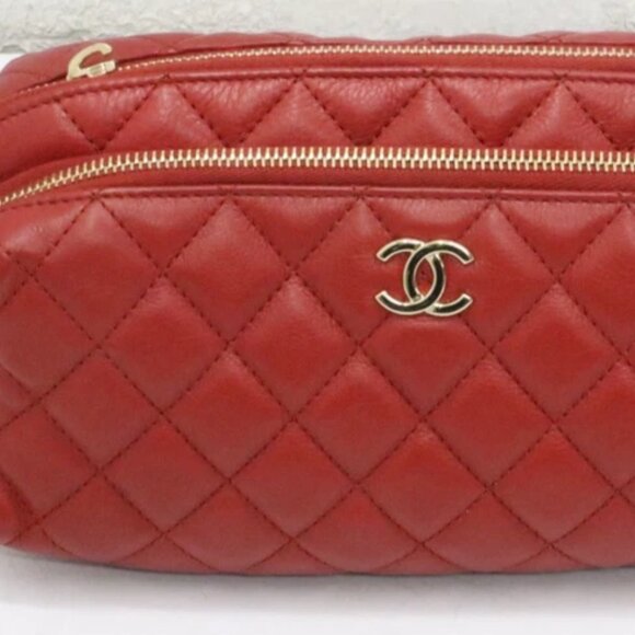 Chanel Quilted Lambskin Red Waist Bag Fanny Pack Gold Hardware 28373806 - Picture 11 of 16
